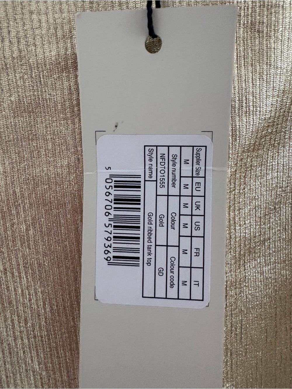 Never Fully Dressed Metallic Gold Ribbed Tank Top NWT - Picture 8 of 8